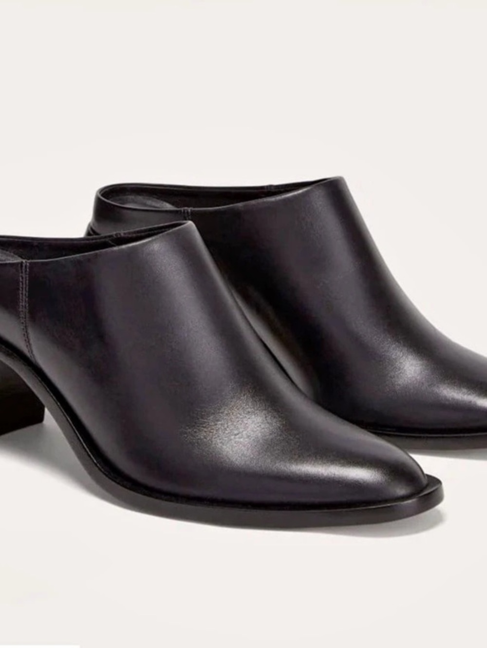 Everlane The Day Heel Mule Leather Mules Black US 8 Like New